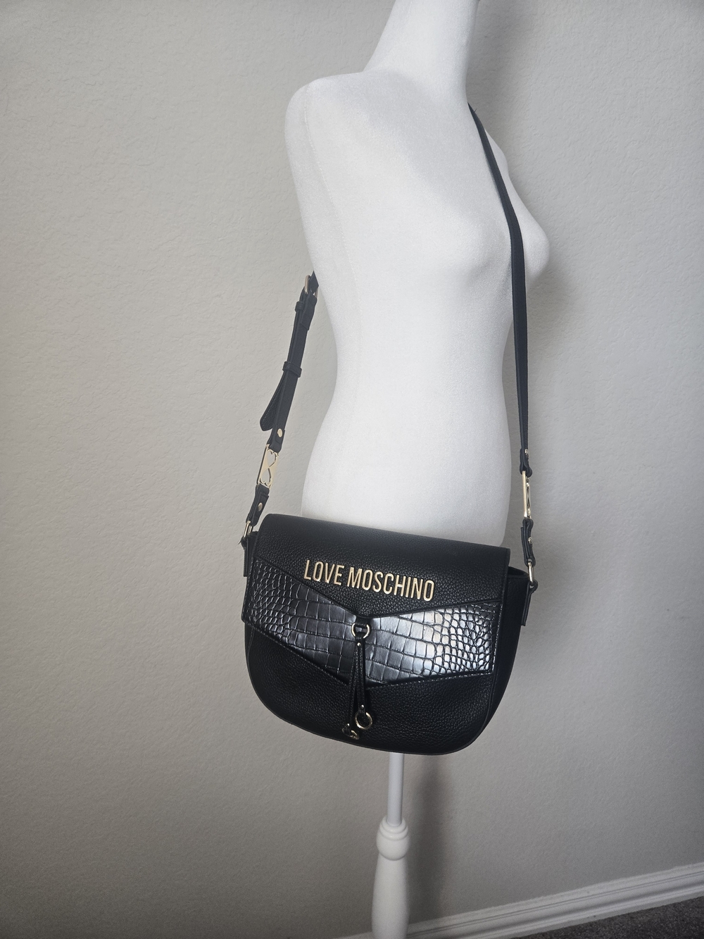 Love Moschino Black Crossbody Saddle Bag